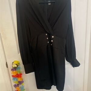 SHEIN Black Embellished Sheath Dress with Plunge Neckline